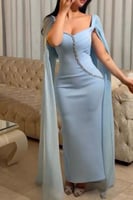 فستان ناعم طويل خامة باربي وشيفون مطرز