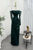 فستان دانتيل أخضر أنيق للسهرات والمناسبات