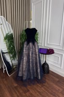 فستان سهره فخم لون بنفسجي مطرز خرز
