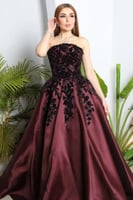 فستان سهرة بلون عنابي غامق - فساتين مناسبات