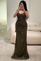 فستان سهره زيتي فخم