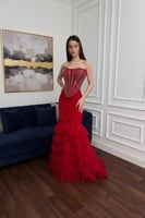 طقم سهرة ملكي قطعتين أحمر