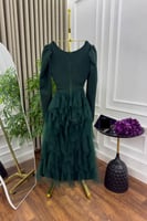 فستان العيد الأخضر بتصميم فاخر