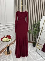 فستان كشخة الأناقة والنعومة لون عنابي