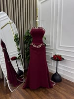 فستان سهرة عنابي 2025 خامة باربي - فساتين سهره فخم...