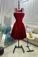 فستان سهره قصير جوخ مناسب للسن المحير