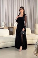 فستان سهرة أسود أنيق - فساتين فخمة