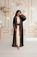 جلابية ملكية قطعتين كريب أصلي بتطريز كمبيوتر تراثي