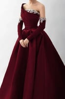 فستان سهرة فخم أوف شولدر بأكمام منفصلة