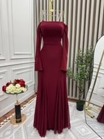 فستان كشخة الأناقة والنعومة لون عنابي