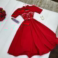 فستان سهره ميدي احمر و موف فساتين ميدي