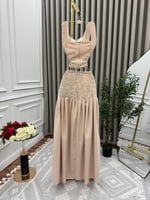 طقم فستان سهره فاخر قطعتين