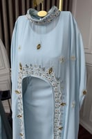 جلابية شيفون للعيد بتطريز ناعم وجميل