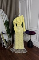 فستان سهره أصفر باربي كلوش كلفة تطريز