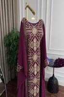 جلابية فخمة باربي وشيفون بتطريز كمبيوتر