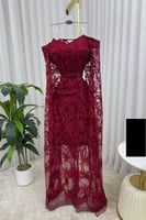 فستان سهرة عنابي فخم