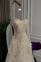 فستان سهره فخم خامة دانتيل وجيبون