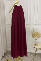 فستان حوامل عنابي شيفون ناعم