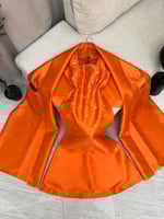 فستان سهرة طويل لون واحد تطريز كمبيوتر