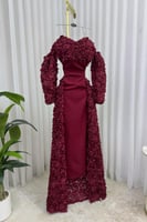 فستان سهرة باربي أصلي بتطريز ورد ليزر فخم