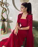 فستان سهره فاخر لون احمر عنابي