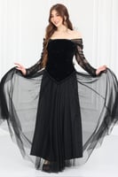 فستان سهرة أسود صدرية جوخ