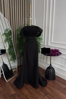 فستان سهره ناعم طويل لون اسود