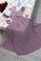 فستان سهرة للحوامل شيفون ناعم لون موف | فساتين سهر...