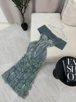 فستان العيد أبيض بكسرات ناعمة تطريز يدوي لونين - ف...