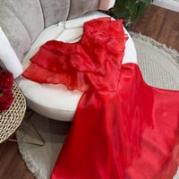 فستان ميد أورجنزه أنيق بطبقات متموجة-لونين