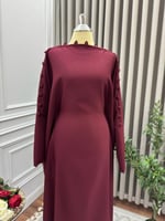 فستان عنابي اوفر سايز خامة باربي