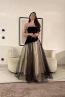 فستان سهره فخم خامة جوخ وتل بتطريز راقي