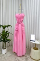 فستان سهرة ناعم زهري أنيق خامة شيفون - فساتين سهره...