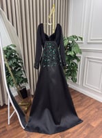 فستان سهره طويل مع ذيل ميكادو