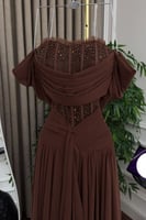 فستان سهره ناعم طويل خامة شيفون متوفر 2لون