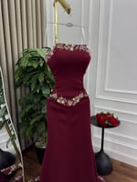 فستان سهرة عنابي 2025 خامة باربي - فساتين سهره فخم...