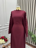 فستان عنابي اوفر سايز خامة باربي