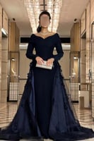 فستان سهره كحلي طويل خامة باربي