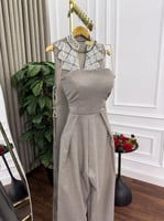 جلابية رمضان لون بيج قطعتين بتصميم مميز وأنيق