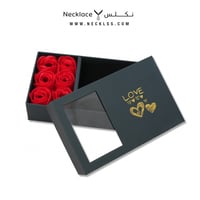 صندوق هدية مع ورد لون كحلي (BX.003)