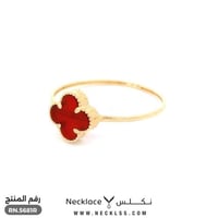 خاتم ذهب عيار 18 تصميم زهرة بلمسة حمراء ساحرة (RN....