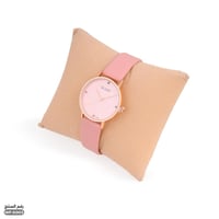 ساعة يد جلاز للنساء جلد لون وردي (WF.0003)