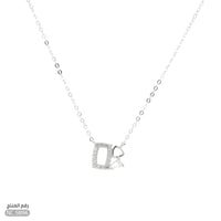 قلادة ذهب أبيض عيار 18 تصميم مستطيل أنيق (NC.5896)