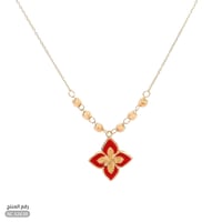 قلادة ذهب عيار 21 تصميم زهرة مع كرات ذهبية فاخرة (...