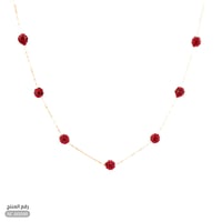 قلادة ذهب عيار 18 بفصوص حمراء أنيقة (NC.6009R)