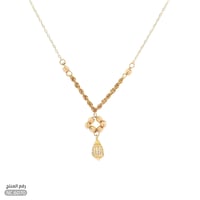 قلادة ذهب عيار 21 تصميم خرز ذهبي وسلسال مبروم (NC....