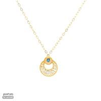 قلادة ذهب عيار 21 تصميم هلال فص أزرق فاخر (NC.6028...