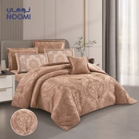 مفرش كراون مايكروفايبر مطرز نفرين 7 قطع نحاسي