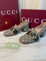 حذاء GG سوبريم بلوندي 55 من قوتشي - بيج مع بني