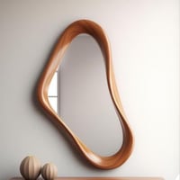 مرآة سيلين خشبية فاخرة بتصميم فني (موديل MR-004)